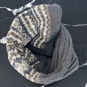 🧣 Zara Man Grey and Cream Patterned thick insulated style scarf